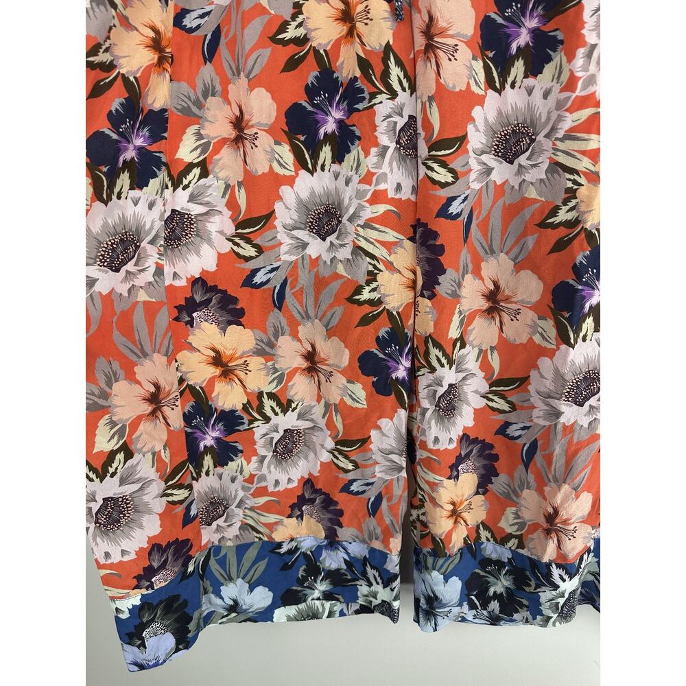 Johnny Was x Jade Silk Wide Leg Poonam Tropical Floral Crop Pants Sheer Size XL - Picture 8 of 14